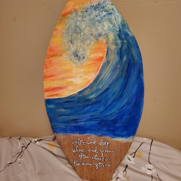 Surfboard art 24 inches with wave